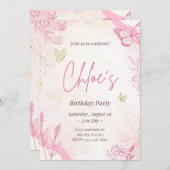 クロエの最初の誕生日パーティーの招待状 招待状 (正面/裏面)