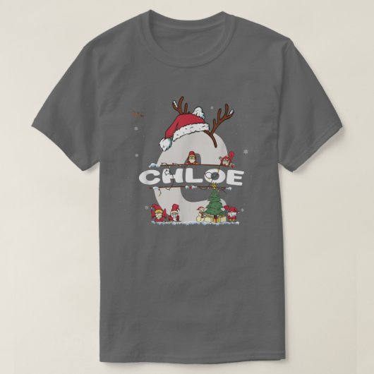 クロエクリスマスシャツ(クロエ付き)クリスマスの名前おもしろい。 Tシャツ (デザイン正面)