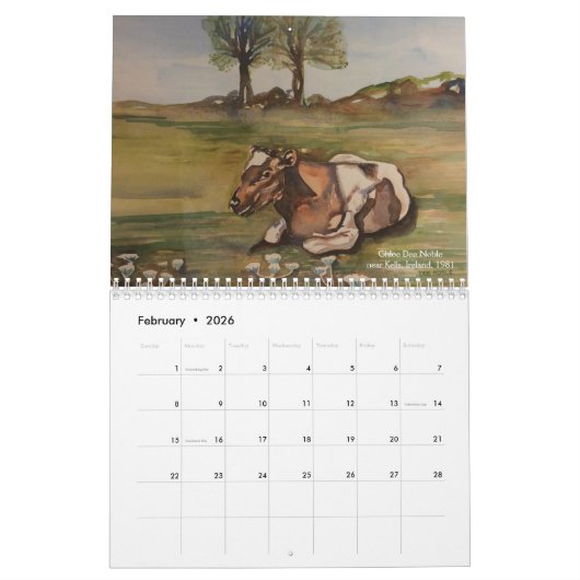 クロエデノーブル絵を描アイルランド2022カレンダー カレンダー (2月 2026)
