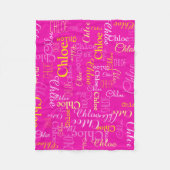クロエパーソナライズされたショート名ホットピンク毛布 フリースブランケット (正面)