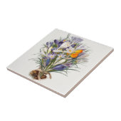 クロカス春花植物学フローラアート タイル (側面)