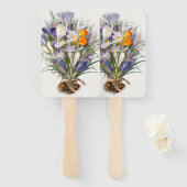 クロカス春花植物学フローラアート ハンドファン (正面&裏面)