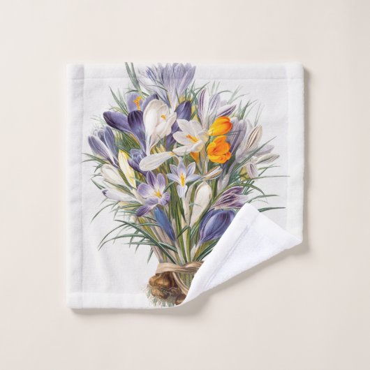クロカス春花植物学フローラアート バスタオルセット (ウォッシュタオル)