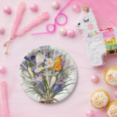 クロカス春花植物学フローラアート ペーパープレート (パーティー)