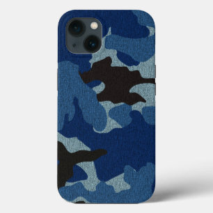クロカッコいいフェイクスブルー迷彩柄軍隊タフ iPhone 13ケース