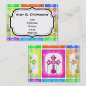 クロカラフルスクリスチポップ・アートのャンアートコラージュ 名刺 (正面/裏面)