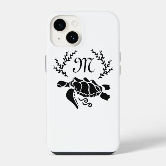 クロガメのシルエット横顔 iPhoneケース (裏面)