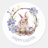 クロキュース、ダッフォジルイースターの花とウサギ ラウンドシール (正面)