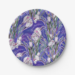 クロキュース、花柄、美しい春の花 ペーパープレート