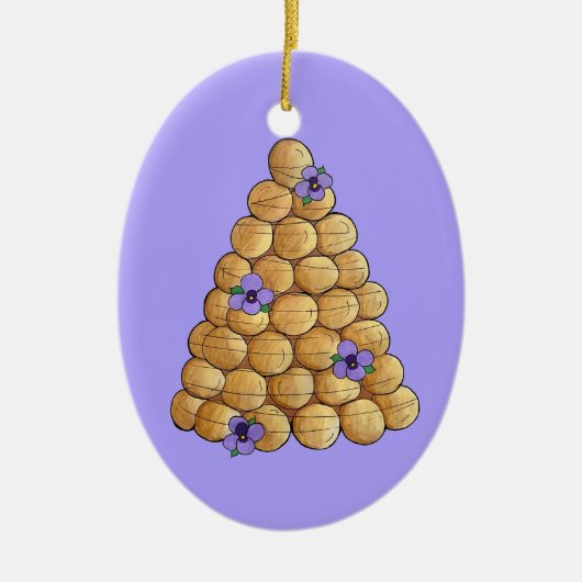 クロクエンブーシュチュックスブンクリームパフ結婚ズケーキ セラミックオーナメント (正面)