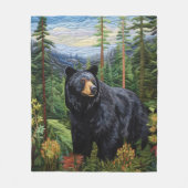 クロクマの森の彷徨 フリースブランケット (正面)