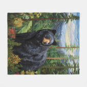 クロクマの森の彷徨 フリースブランケット (正面(横))
