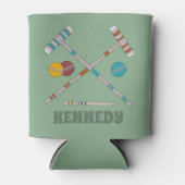 クロケセットローンゲームジェードグリーンパーソナライズされた 缶クーラー (正面)