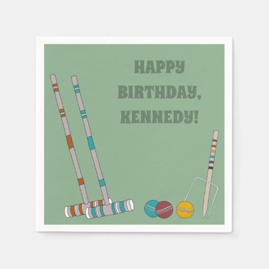 クロケセット、ヤードゲームカスタムパーティー スタンダードカクテルナプキン (正面)