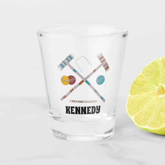 クロケセット、ローンゲーパーソナライズされたム ショットグラス (正面)