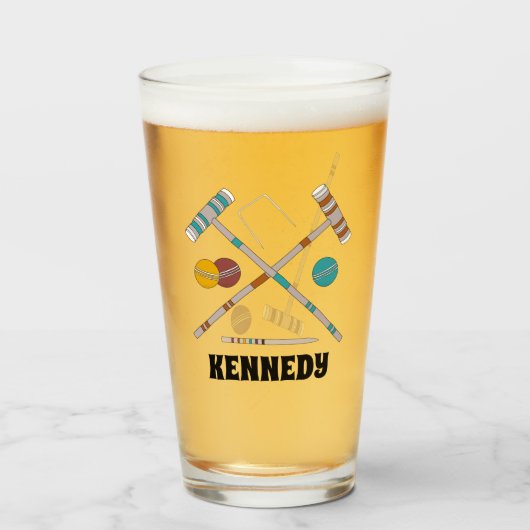 クロケセット、ローンゲーパーソナライズされたム タンブラーグラス (ドリンク正面)