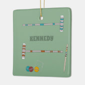 クロケセット、ローンゲームセラミッパーソナライズされたクオルナム セラミックオーナメント (左)