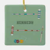 クロケセット、ローンゲームセラミッパーソナライズされたクオルナム セラミックオーナメント (正面)