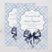 クロケットにインスパイアされたブルーのウェディング招待状 招待状 (正面/裏面)