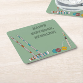 クロケットセット、ヤードゲームカスタム屋外パーティー スクエアペーパーコースター