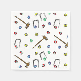 クロケーパーティーハンドローンゲ図解入りの、写真付きのーム スタンダードカクテルナプキン