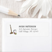 クロケー選手の手図解入りの、写真付きの芝ゲームアドレス ラベル (インサイチュ)