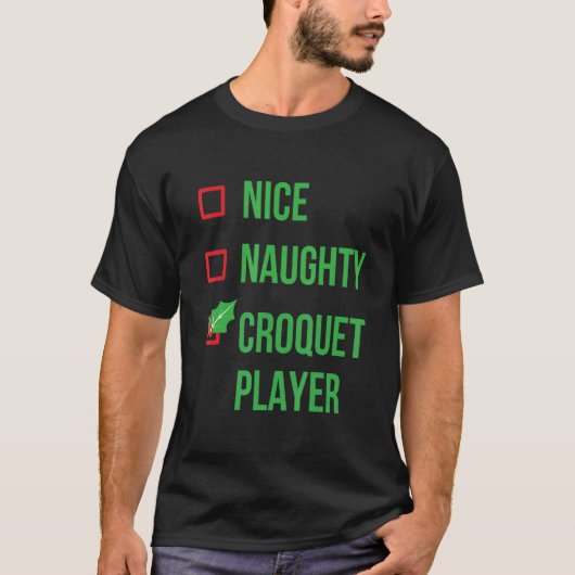 クロケー選手パジャマおもしろいクリスマス Tシャツ (正面)