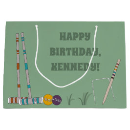 クロケー・セット、ジェイドグリーンパーソナライズされた、 ラージペーパーバッグ