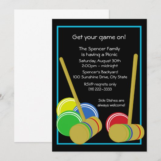 クロケー/ピクニック 招待状 (正面/裏面)