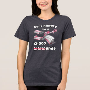 クロコのフリーハンドスケッチのようおもしろいに空腹の本 トライブレンドTシャツ