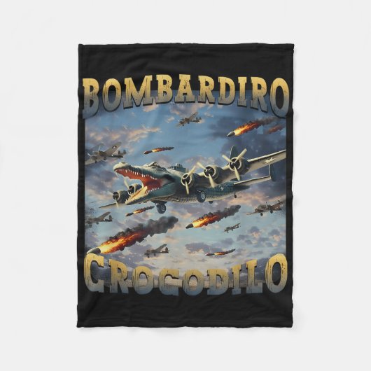 クロコダイルおもしろいミームボンバルディロクロコディロおもしろいBr フリースブランケット (正面)