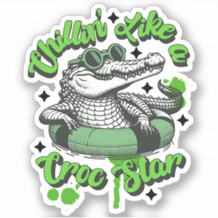 クロコダイルのようなチリンのステッカー：クール Crocodile シール