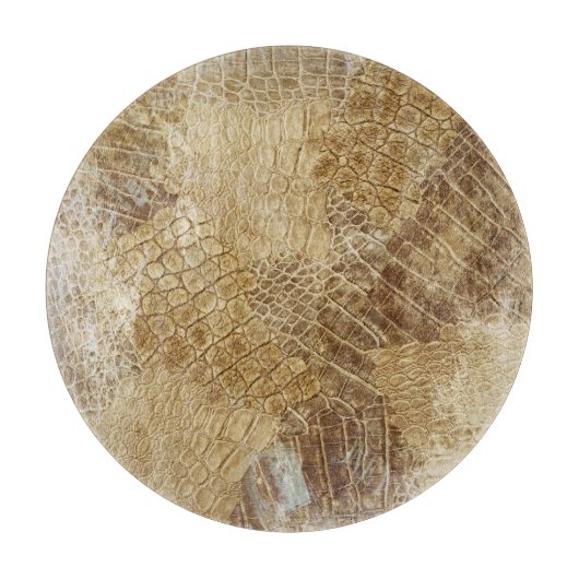 クロコダイルろうけつ染めパターン、布のテクスチャ。 カッティングボード (正面)