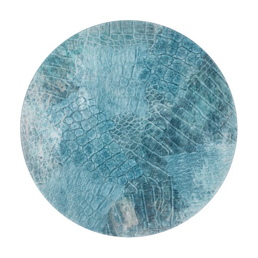 クロコダイルろうけつ染め：テクスチャード生地アート カッティングボード (正面)