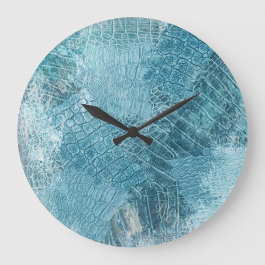 クロコダイルろうけつ染め:テクスチャード生地アート ラージ壁時計 (正面)