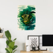 クロコダイルウォッチ - 湿地の捕食者 ポスター (ホームオフィス)