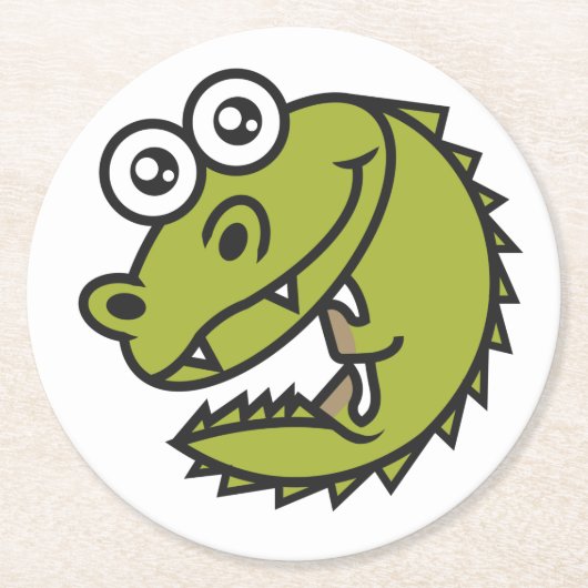 クロコダイルカウトベビークロック ラウンドペーパーコースター (正面)