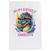 クロコダイルパーソナライズされたハッピーバースデー ミディアムペーパーバッグ (正面)