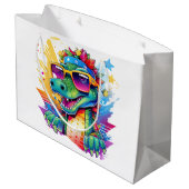 クロコダイルパーソナライズされたハッピーバースデー ラージペーパーバッグ (裏面アングル)