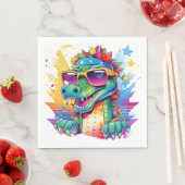 クロコダイルピンク&グリーンマッチング誕生日 スタンダードランチョンナプキン (インサイチュ)