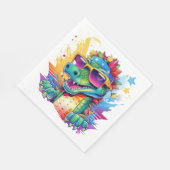 クロコダイルピンク&グリーンマッチング誕生日 スタンダードランチョンナプキン (角)