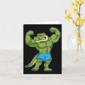 クロコダイルボディビルダーボディビルスポーツ カード (黄色い花)