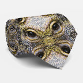 クロコダイルモニターリザードアイピック – 黒と黄色 ネクタイ (ロール)