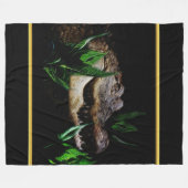 クロコダイル捕食者、ヘッドと金ゴールドフォイルのテクスチャ フリースブランケット (正面(横))