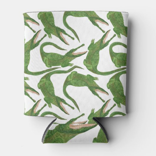 クロコダイル白い水のカラーアレイ 缶クーラー (正面)