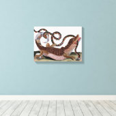 クロコダイル食べ物のヘビの布 キャンバスプリント (インサイチュ (ウッドフロア))