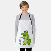 クロコダイル魚釣りフィッシャーフィンシングロッド エプロン (着用した状態)