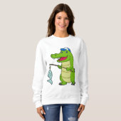 クロコダイル魚釣りフィッシャーフィンシングロッド スウェットシャツ (正面フル)