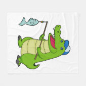 クロコダイル魚釣りフィッシャーフィンシングロッド フリースブランケット (正面(横))