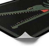 クロコダイル – 古代カラフル本イラストレーション ポスター (角)